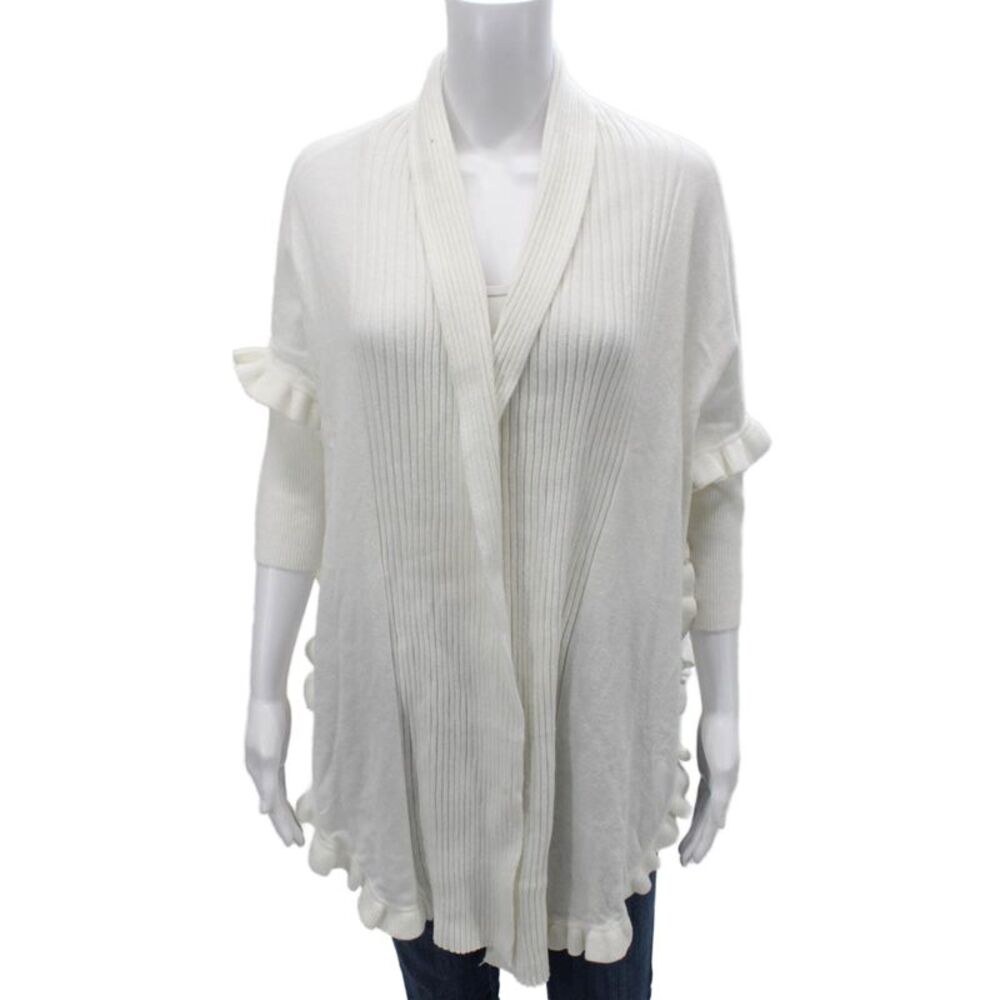 Muche Et Muchette Womens Bohemian White Cardigan 3/4 Sleeve Size One Size